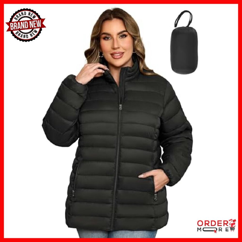 Plus Size Puffer Jacket Packable Lightweight Wint… - image 2